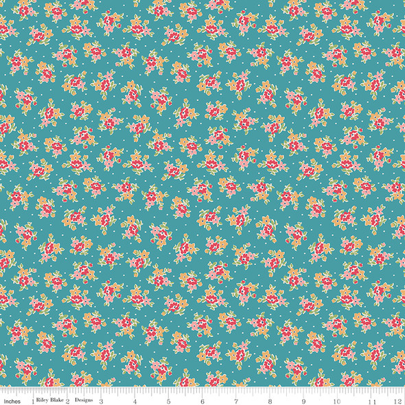 Riley Blake - Farmer's Daughter by Lori Holt C17177 RAINDROP Bouquet | SOLD BY THE HALF-YARD